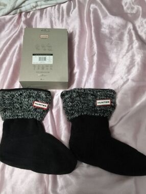 Hunter Black Socks with Gray Marled Fold-Over Cuff - Women